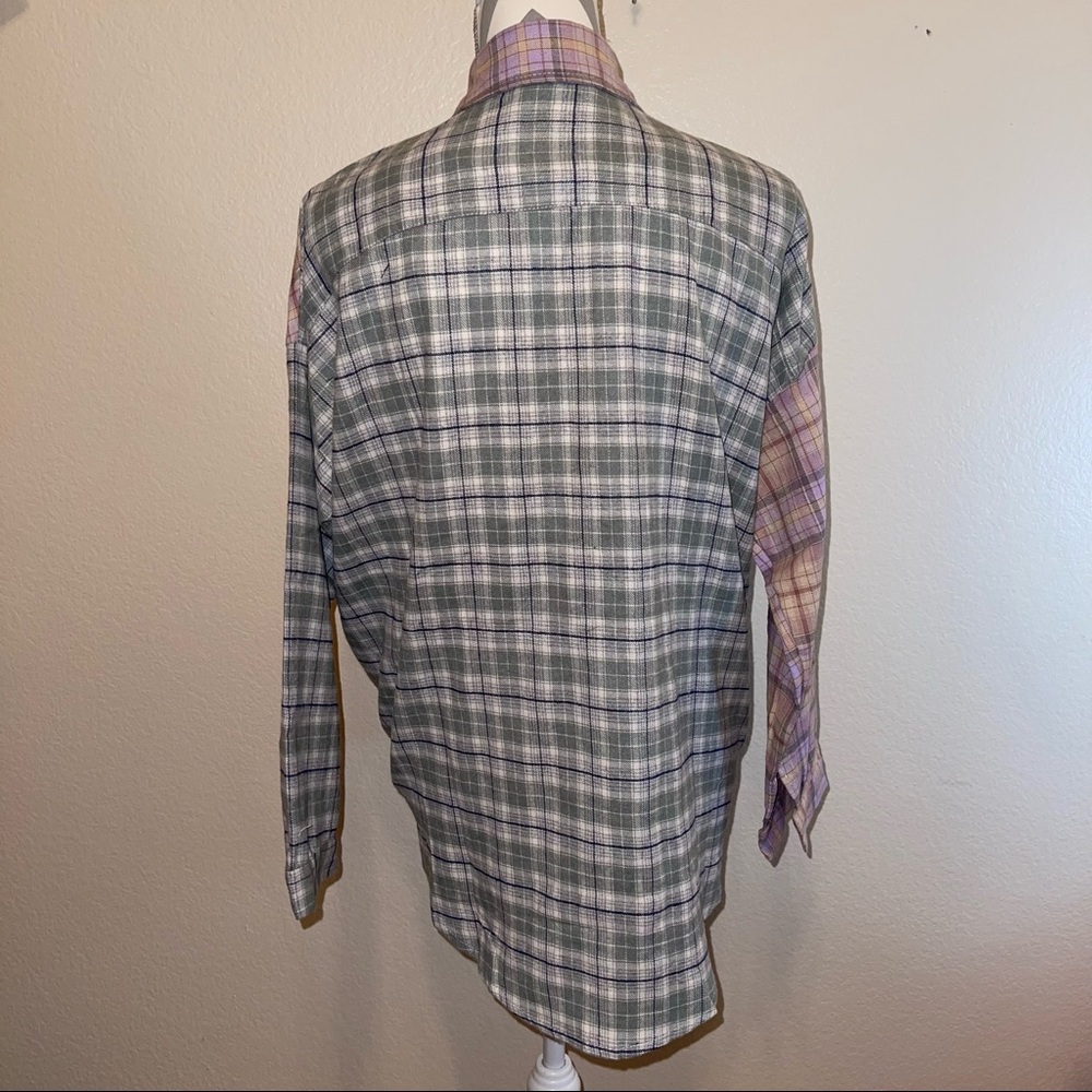 New Purple & Sage Plaid Flannel Button Down Pocket Shirt Small Medium Large - Picture 9 of 16